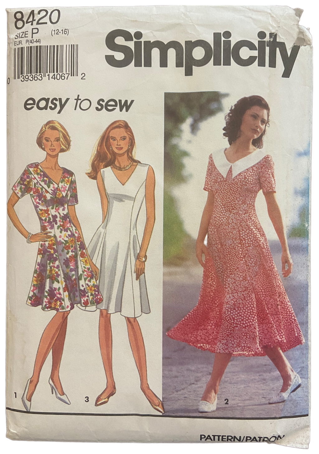 Simplicity 8420 vintage 1990s dress sewing pattern