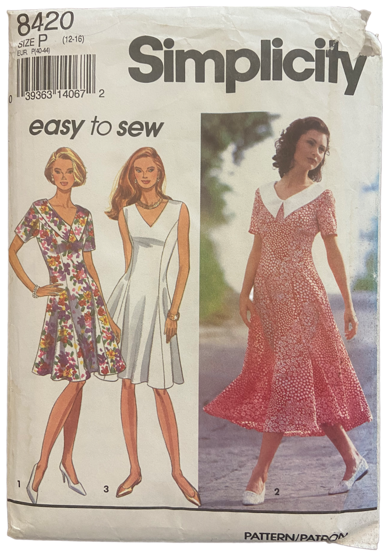 Simplicity 8420 vintage 1990s dress sewing pattern