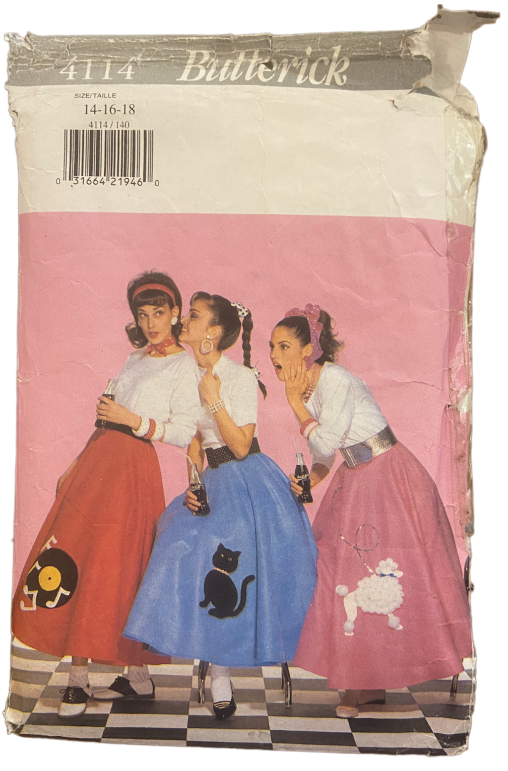 Butterick 4114 vintage 1990s 1950s skirt costume sewing pattern