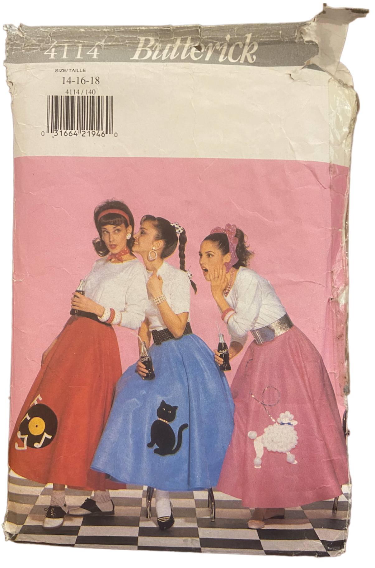 Butterick 4114 vintage 1990s 1950s skirt costume sewing pattern