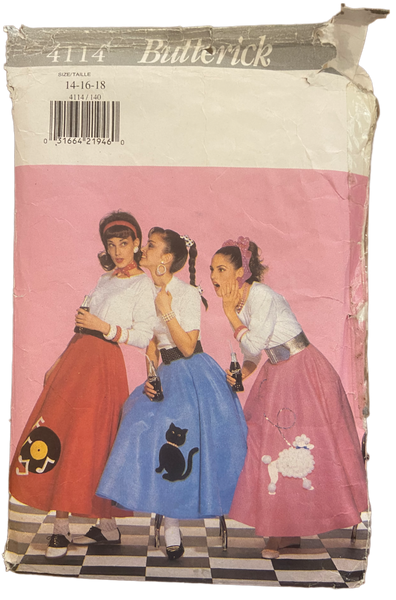 Butterick 4114 vintage 1990s 1950s skirt costume sewing pattern