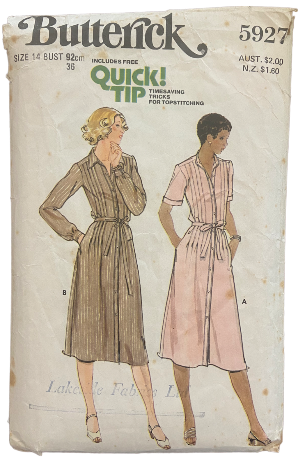 Butterick 5927 vintage 1970s dress pattern