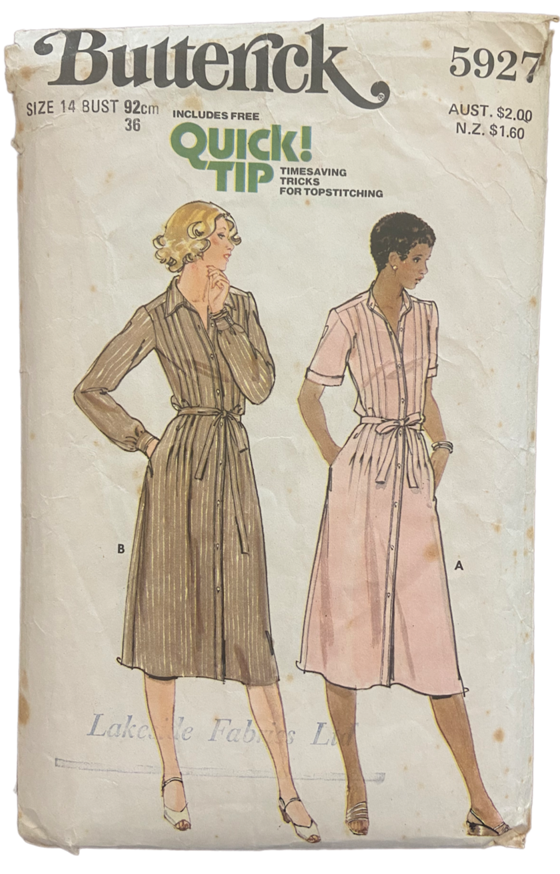 Butterick 5927 vintage 1970s dress pattern