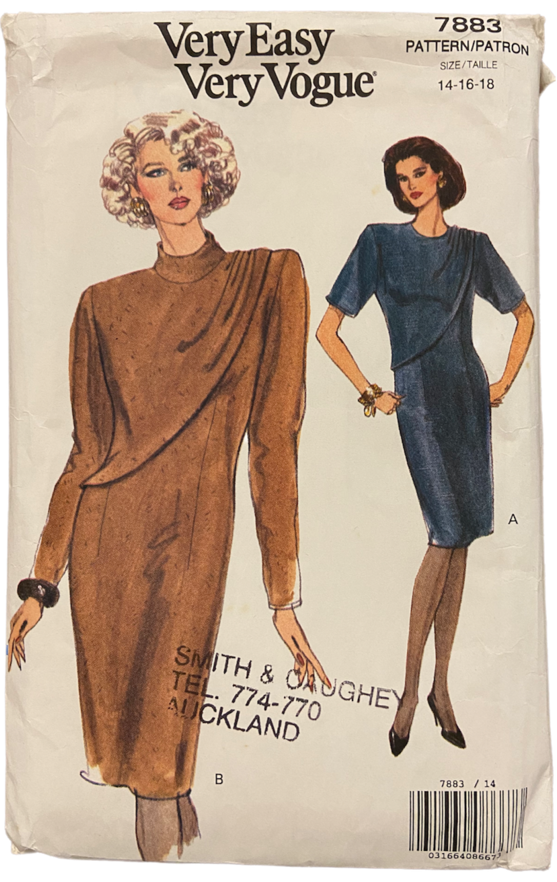 Very easy very vogue 7883 vintage 1990s dress sewing pattern Bust 36, 38, 40 inches