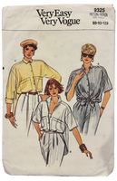 Vogue 9325 Vintage 1980s shirt sewing pattern. Bust 31.5, 32.5, 34 inches
