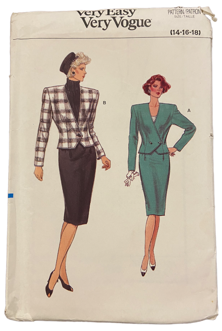 Very easy very vogue 9658 vintage 1980s jacket and skirt sewing pattern Bust 36 inches