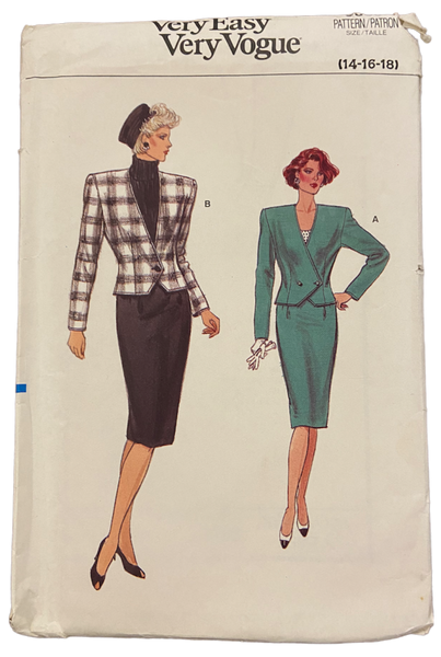 Very easy very vogue 9658 vintage 1980s jacket and skirt sewing pattern Bust 36 inches