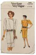 Vogue 9487 vintage 80s dress sewing pattern. Bust 30.5, 31.5, 34 inches