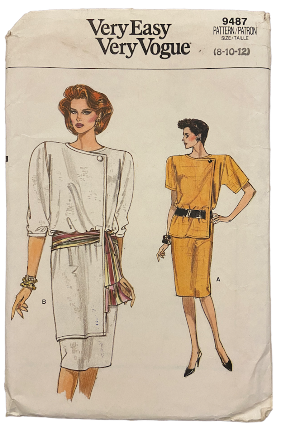 Vogue 9487 vintage 80s dress sewing pattern. Bust 30.5, 31.5, 34 inches