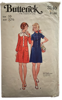 Butterick 3140 vintage 1970s dress pattern. Bust 32.5 inches