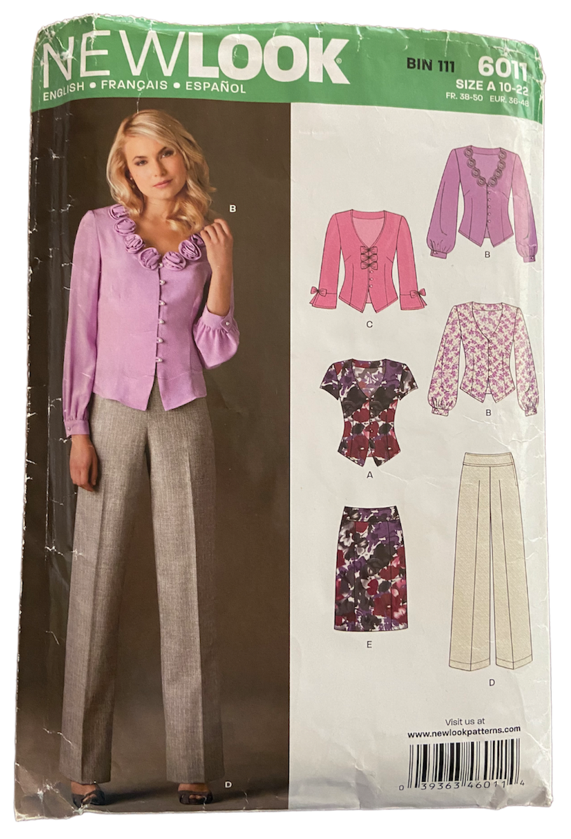 New Look 6011 vintage 2000s blouse, pants and skirt sewing pattern. Bu