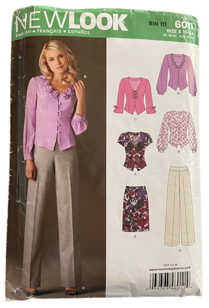 New Look 6011 vintage 2000s blouse, pants and skirt sewing pattern. Bust 32.5-44 inches