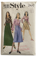 Style 2887 vintage 1970s skirt and blouse pattern. Bust 36, Waist 27, Hip 38 inches