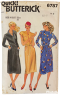 Butterick 6787 vintage 1980s dress pattern. Bust 36 inches