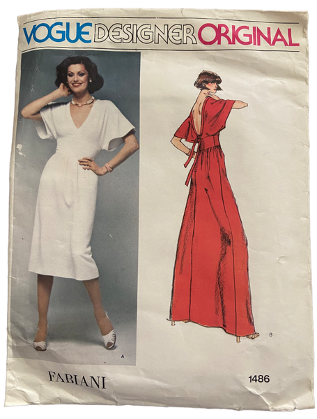 Vintage 1970s Vogue Designer Original Fabiani dress sewing pattern. Bust 31.5 inches