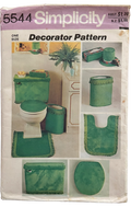 Simplicity 5544 vintage 70s plush bathroom accessories sewing pattern.