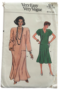Very easy very vogue 9336 vintage 1980s dress sewing pattern Bust 31.5, 32.5, 34 inches