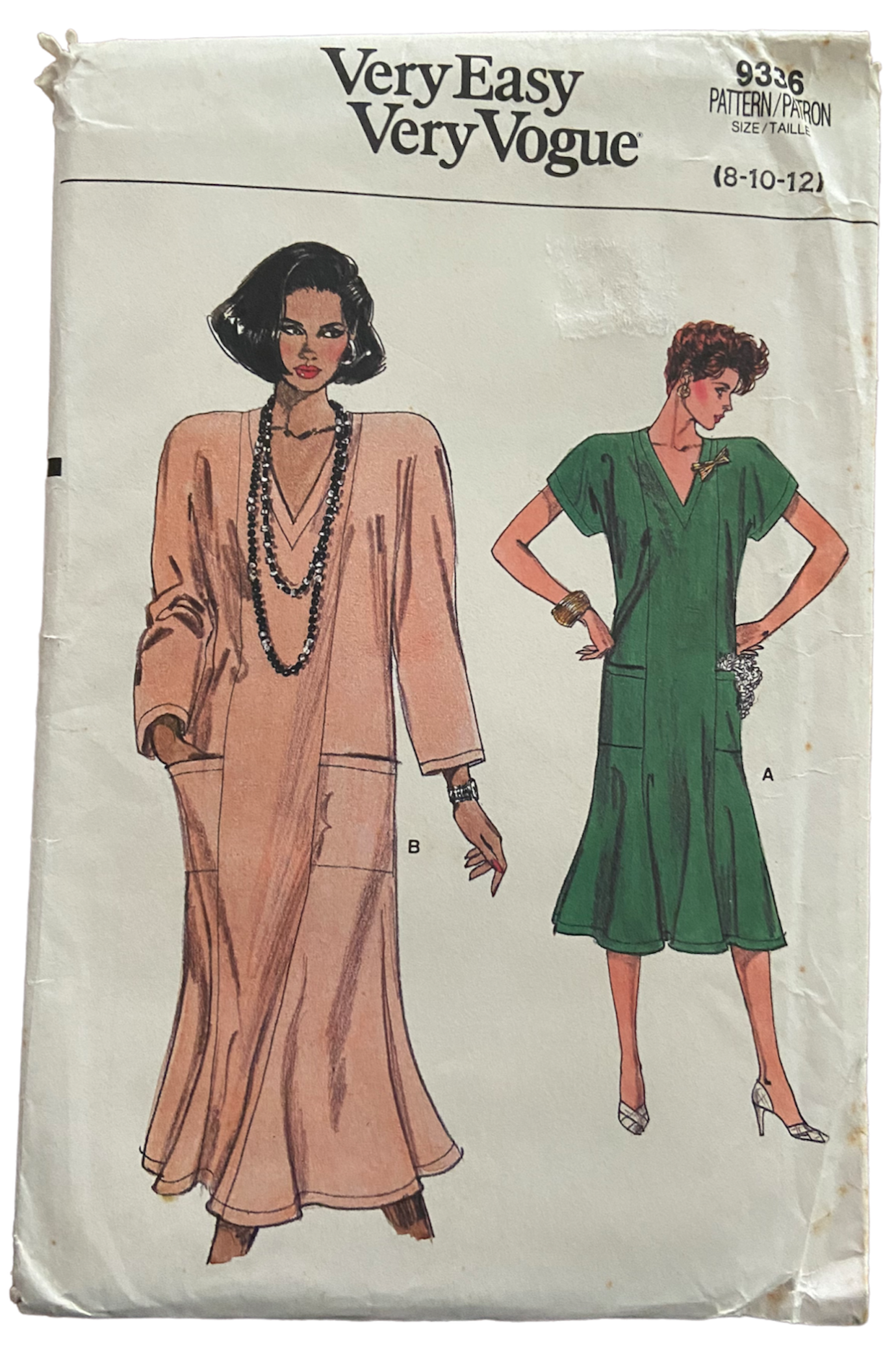 Very easy very vogue 9336 vintage 1980s dress sewing pattern Bust 31.5, 32.5, 34 inches