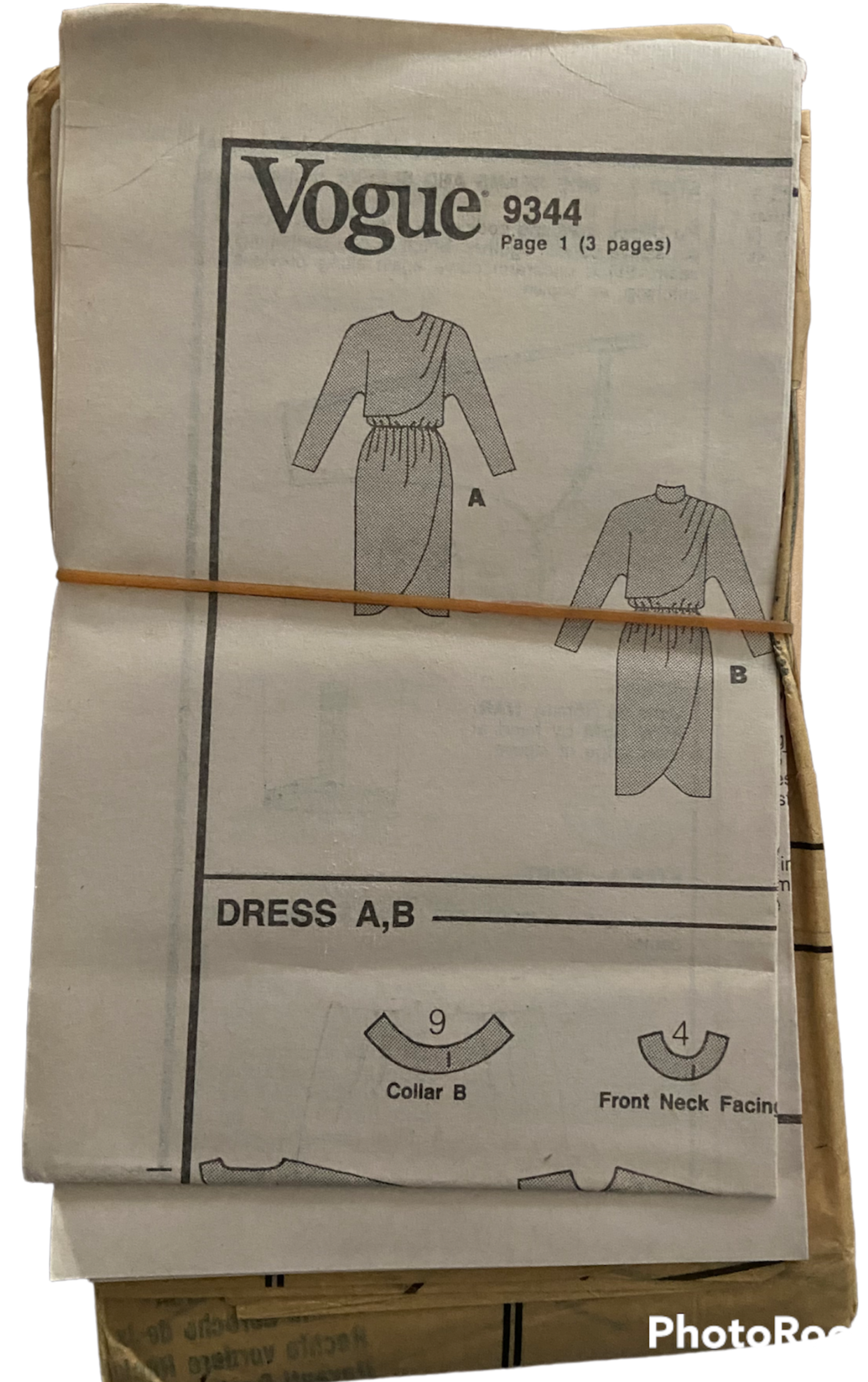 Vogue 9344 vintage sewing pattern 1980s dress pattern 32.5 inch bust. WOUNDED BARGAIN