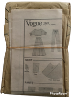 Vintage 1980s Vogue 1524 Individualist Adri skirt top and pants pattern Bust 32.5 inches. Wounded bargain.