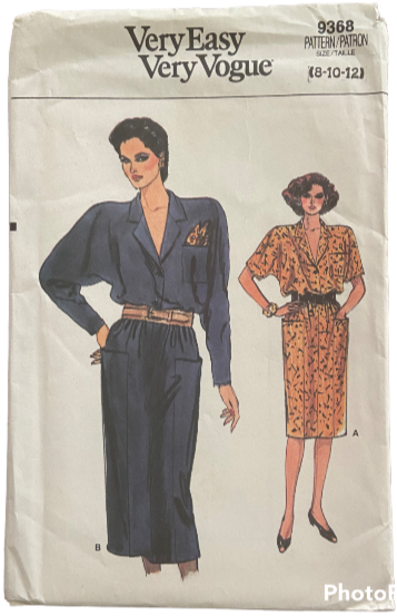 Very easy very vogue 9368 vintage 1980s dress sewing pattern Bust 31.5, 32.5, 34 inches