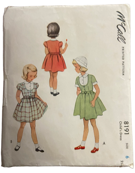 McCall 8191 vintge 1950s vintage 1950s child's dress sewing pattern