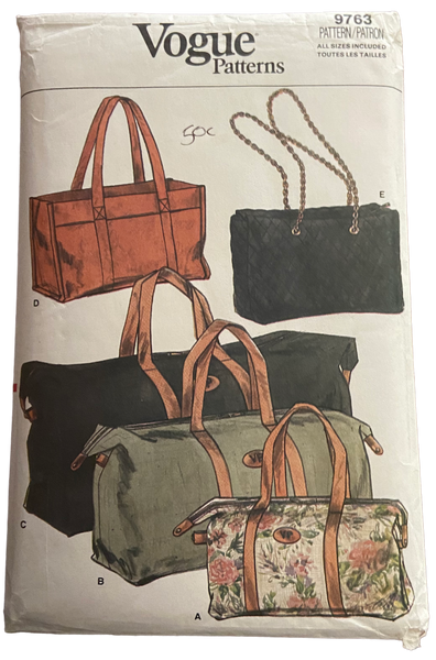 Vogue 9763 vintage 1980s handbag and transfer pattern