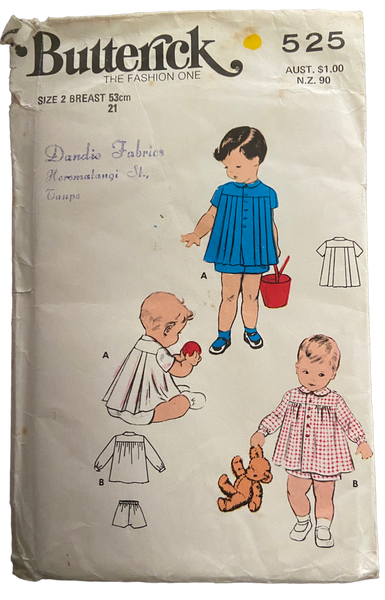 Butterick 525 vintage circa 1950s child's buster suit sewing pattern. Size 2