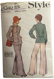 Style 4340 vintage 1970s unlined jacket and trousers pattern Bust 32 1/2 inches
