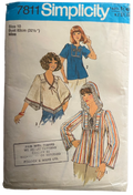 Simplicity 7811 vintage 1970s pullover tops pattern. Bust 32.5 inches