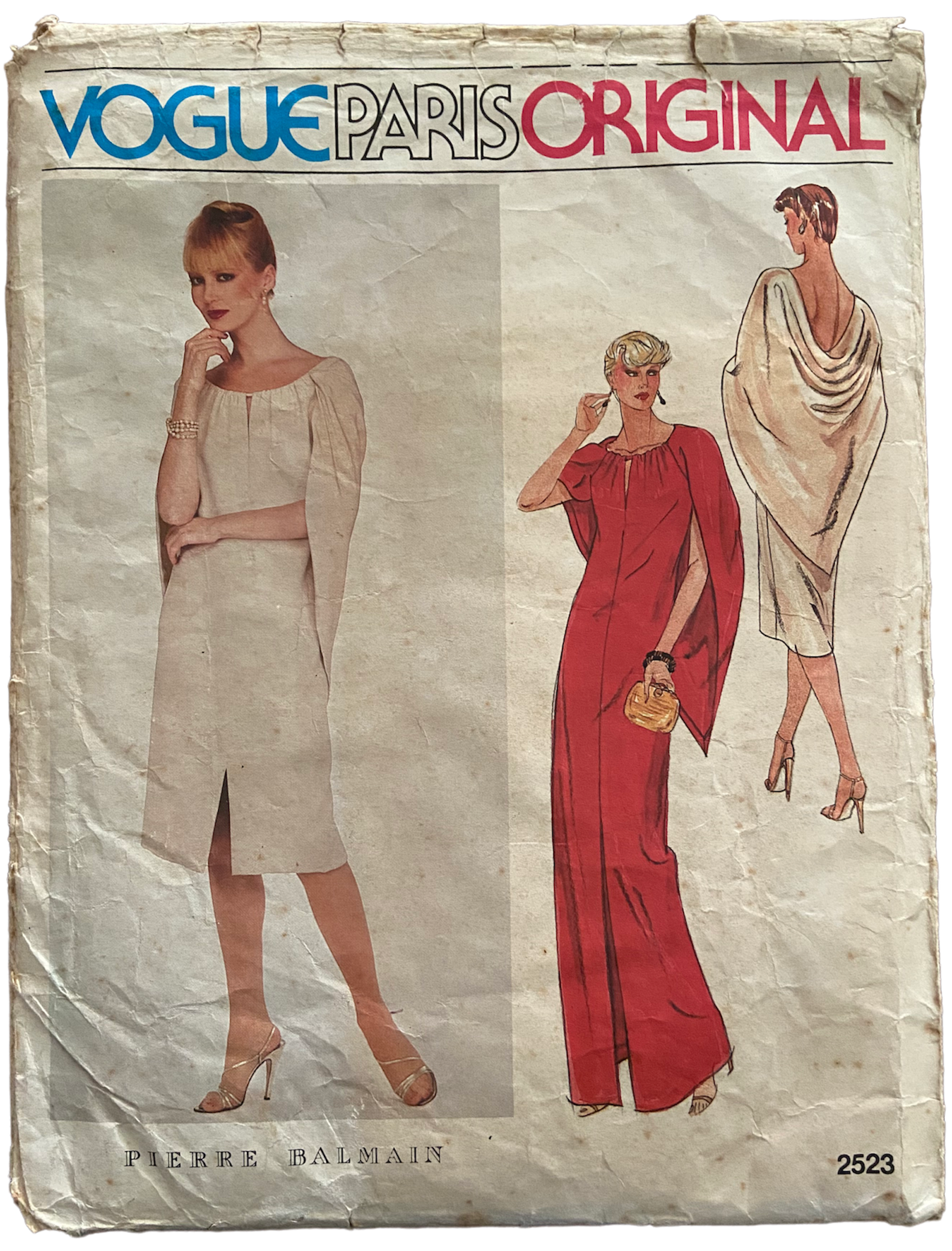 Vintage 1980s Vogue 2523 Paris Original Pierre Balmain evening dress sewing pattern. Bust 31.5 inches