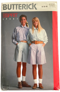 Butterick 6221 vintage 1980s Esprit Sport shirt and shorts sewing pattern Bust 30.5, 31.5, 32.5 inches