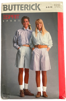 Butterick 6221 vintage 1980s Esprit Sport shirt and shorts sewing pattern Bust 30.5, 31.5, 32.5 inches