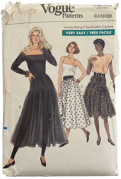 Vogue 7731 vintage 80s tiered skirt sewing pattern. Waist 28 30