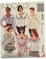McCall's 4011 vintage 1980s blous sewing pattern. Bust 34, 36, 38 inches