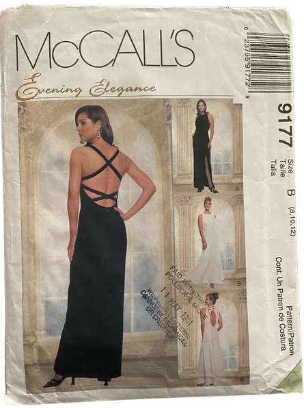McCall's 9177 vintage 1990s evening elegance evening dress sewing pattern. Bust 31.5, 32.5, 34 inches