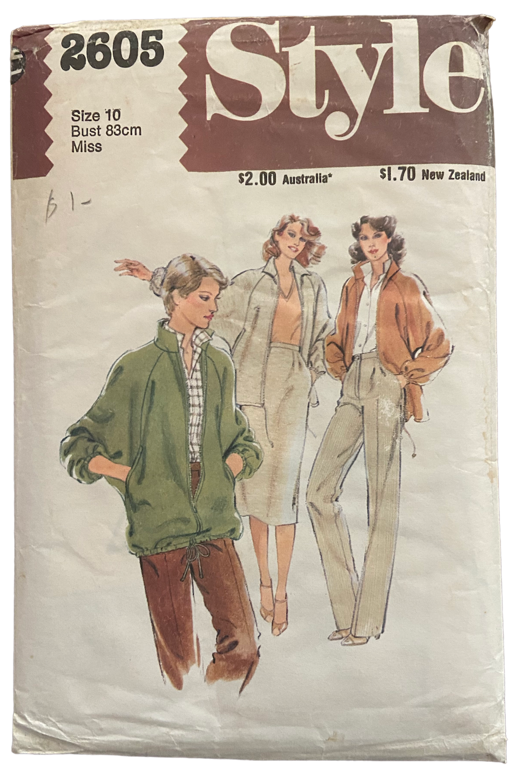 Style 2605 vintage 1970s jacket skirt and pants pattern Bust 32 inches