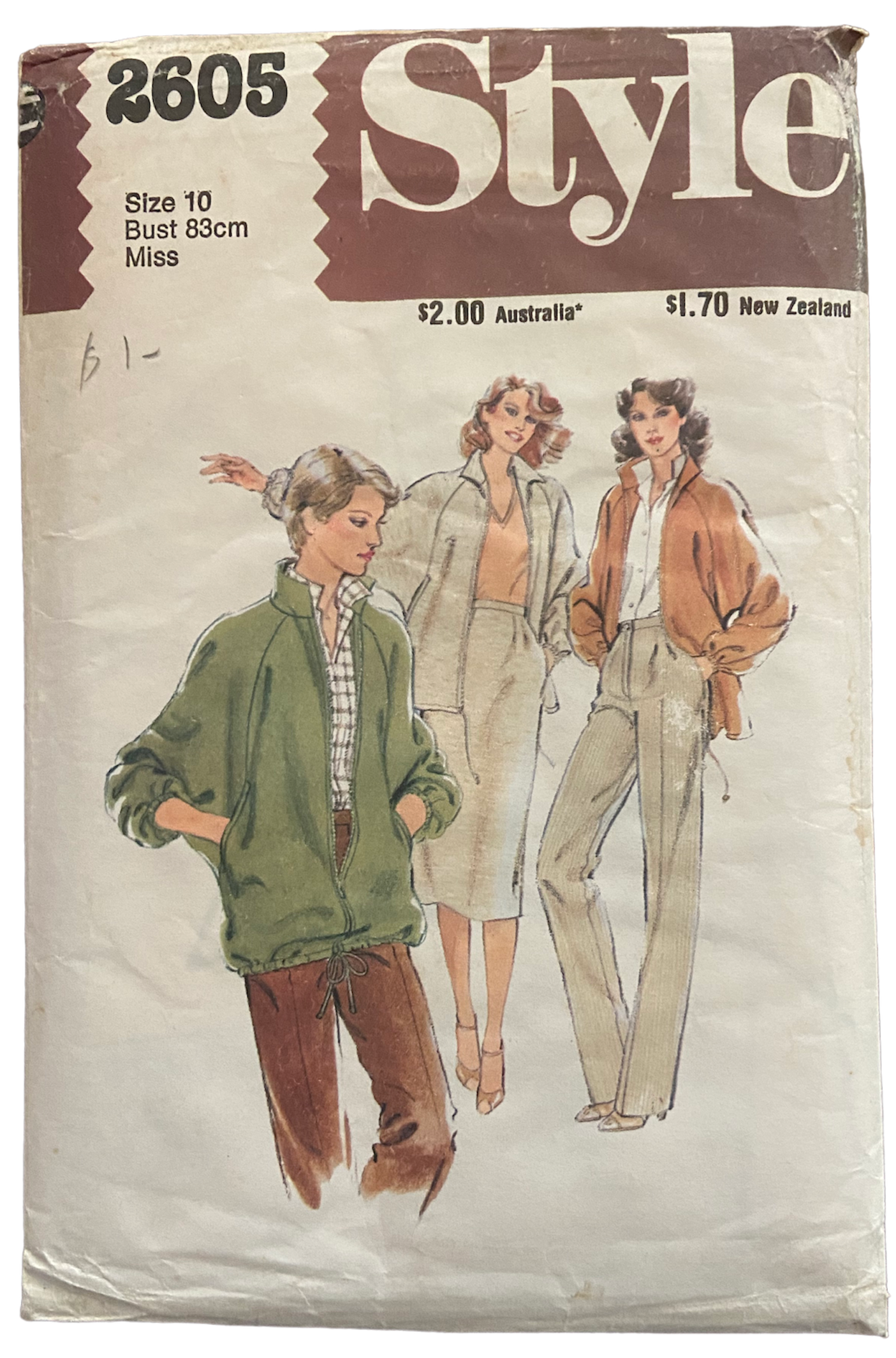 Style 2605 vintage 1970s jacket skirt and pants pattern Bust 32 inches