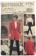 Butterick 5703 vintage 1990s Linda Allard for Ellen Tracey jacket, blouse, pants sewing pattern. Bust 34, 36, 38 inches
