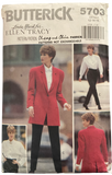Butterick 5703 vintage 1990s Linda Allard for Ellen Tracey jacket, blouse, pants sewing pattern. Bust 34, 36, 38 inches