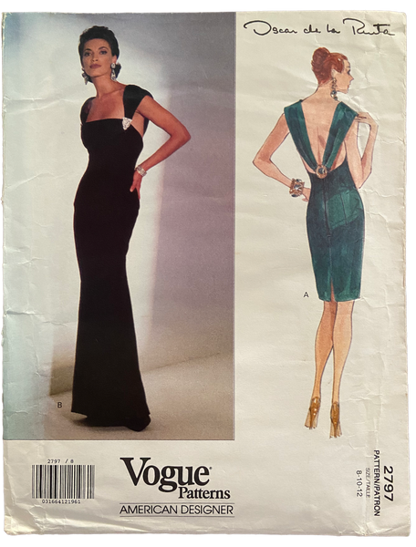 Vintage 1990s Vogue 2797American Designer Oscar de la Renta evening dress pattern Bust 31.5, 32.5, 34 inches