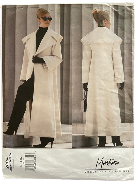 Vogue 2204 Paris Original Claude Montana vintage 1990s coat pattern Bust 34, 36, 38 inches