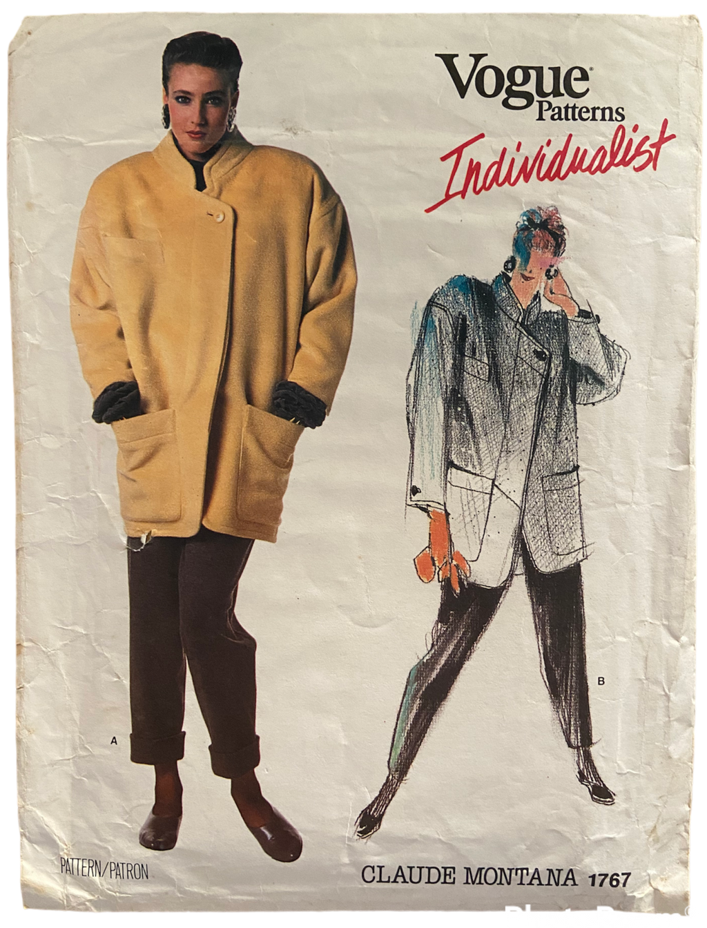 Vintage 1990s Vogue 1767 Individualist Claude Montana jacket and pants pattern Bust 34 inches