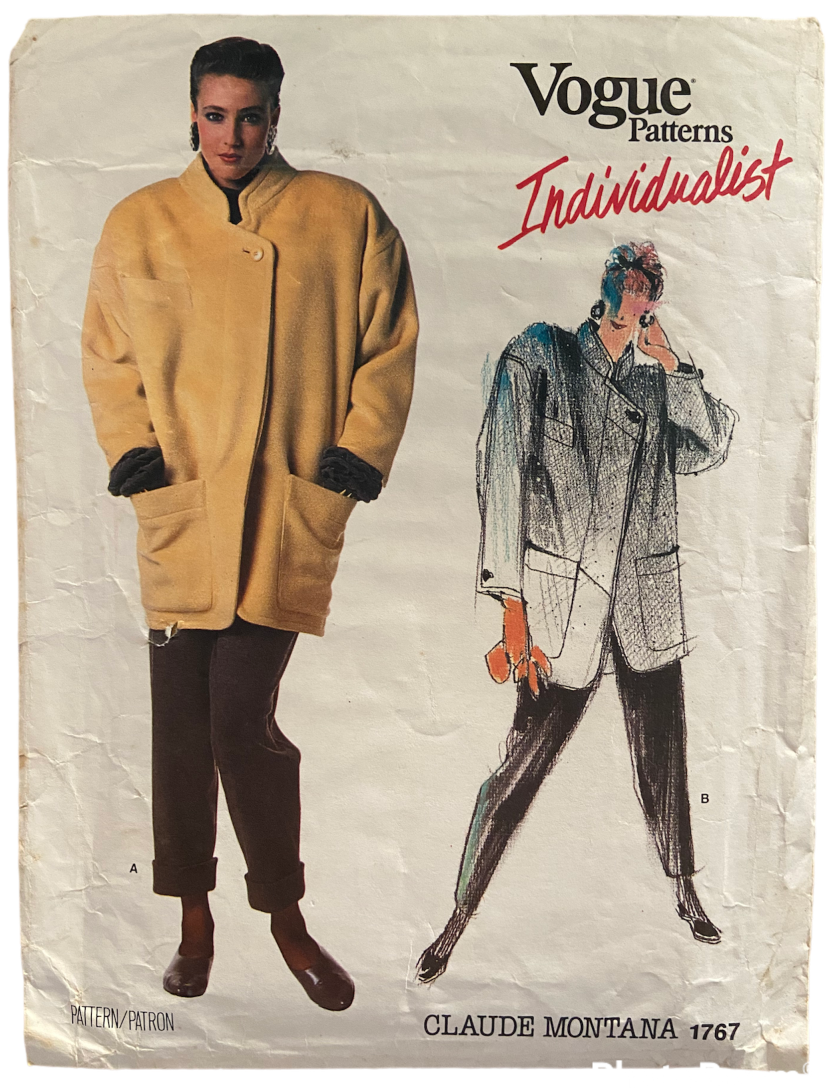 Vintage 1990s Vogue 1767 Individualist Claude Montana jacket and pants pattern Bust 34 inches