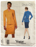 Vintage 1990s Vogue 1638 American Designer Oscar de la Renta jacket and skirt pattern Bust 31.5, 32.5, 34 inches