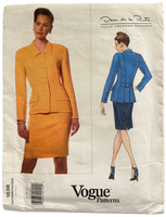 Vintage 1990s Vogue 1638 American Designer Oscar de la Renta jacket and skirt pattern Bust 31.5, 32.5, 34 inches