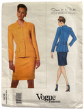 Vintage 1990s Vogue 1638 American Designer Oscar de la Renta jacket and skirt pattern Bust 31.5, 32.5, 34 inches