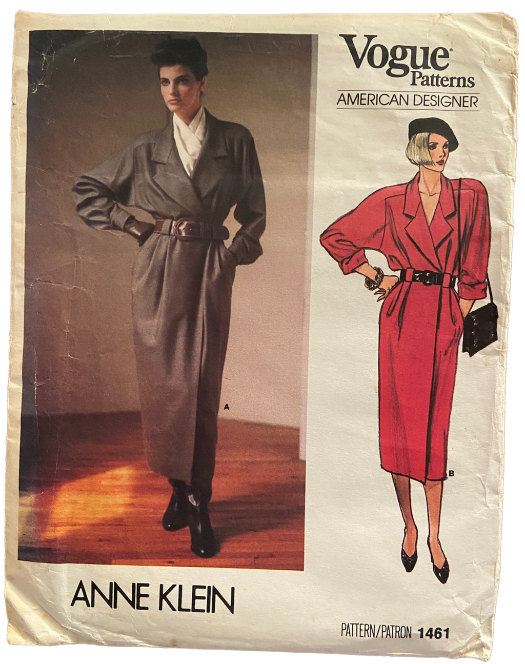 Vintage 1980s Vogue 1461 Anne Klein dress pattern Bust 36 inches