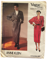 Vintage 1980s Vogue 1461 Anne Klein dress pattern Bust 36 inches