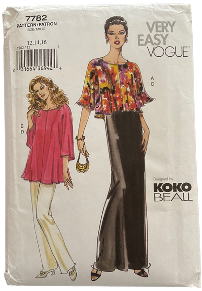 Vogue 7782 Koko Beall dress, top, camisole and pants pattern from the 2000s Bust 34, 36, 38 inches